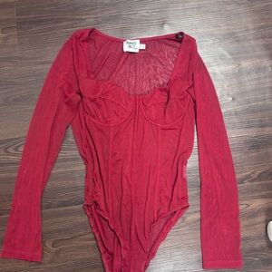 Red Long Sleeve Bodysuit